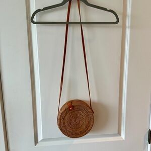 Round Rattan Crossbody Purse